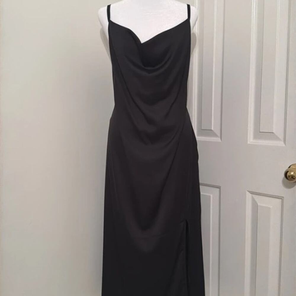 Black Satin Slip Dress